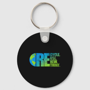 Environmental Activism Recycle Reuse Renew Rethink Key Ring