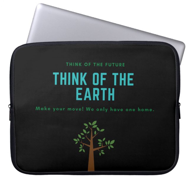Environmental awareness stop climate change laptop sleeve (Front)