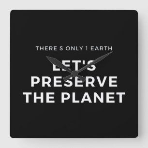 Environmental awareness stop climate change square wall clock