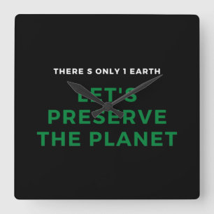 Environmental awareness stop climate change square wall clock