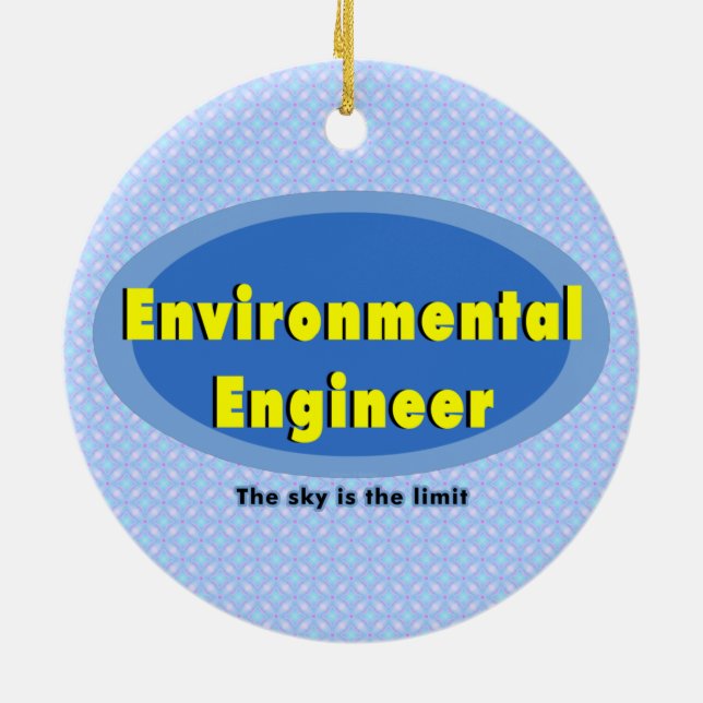 Environmental Engineer Blue Oval Ceramic Ornament (Back)