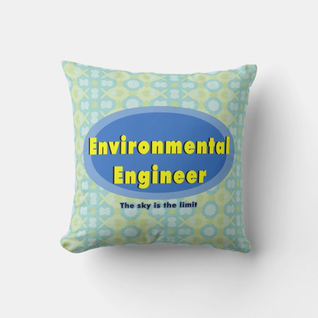 Environmental Engineer Blue Oval Cushion (Front)