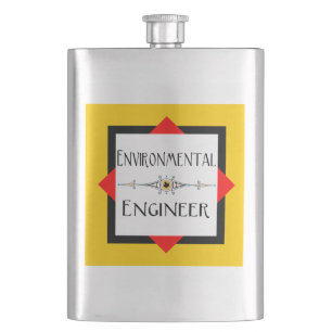 Environmental Engineer Decorative Line Hip Flask