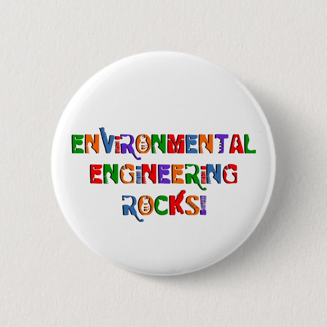 Environmental Engineering Rocks Text 6 Cm Round Badge (Front)