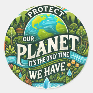 Environmental friendly quotes typography classic round sticker