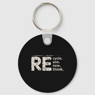 Environmental Gifts Black Re Cycle Use New Think, Key Ring