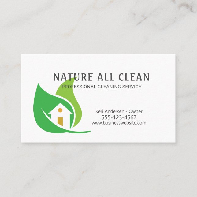 Environmental House Cleaning Service All Natural Business Card (Front)