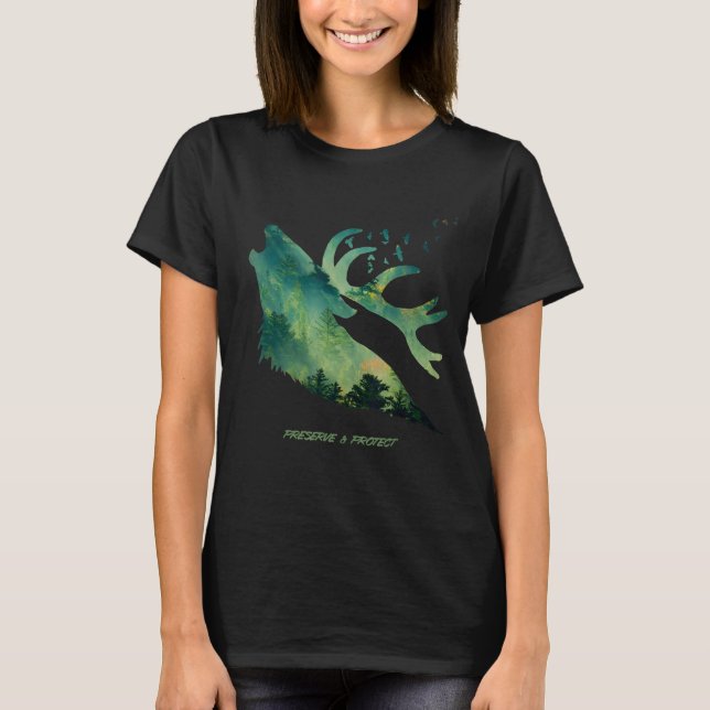 Environmental protection and conservation deer for T-Shirt (Front)