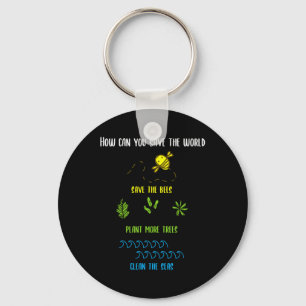 Environmental Protection Bees Plants Trees Lake En Key Ring