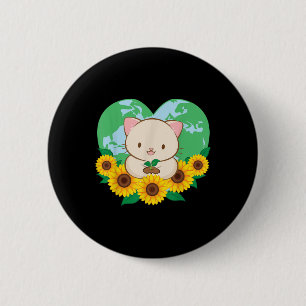 Environmental Protection Cute Kawaii Cat Earth Day 6 Cm Round Badge