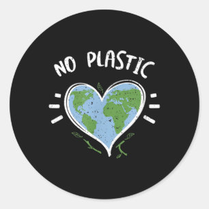 Environmental Protection_ No Plastic - Earth Day  Classic Round Sticker