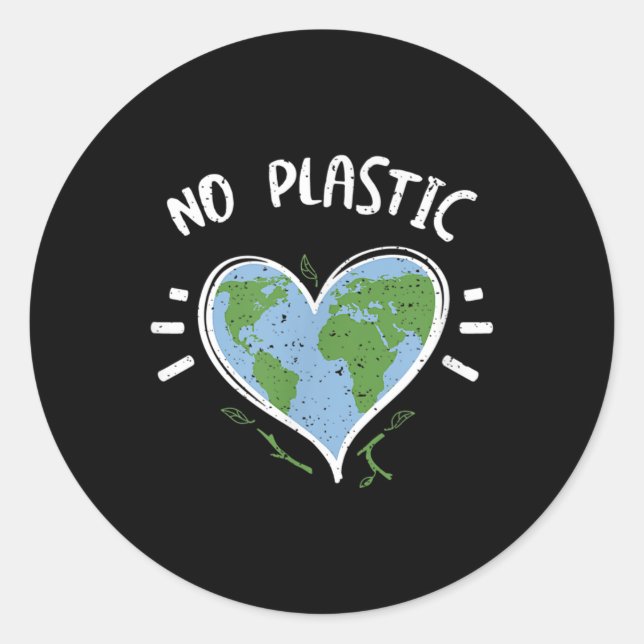Environmental Protection_ No Plastic - Earth Day  Classic Round Sticker (Front)