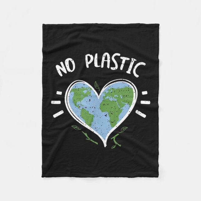 Environmental Protection_ No Plastic - Earth Day  Fleece Blanket (Front)