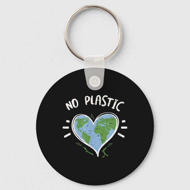 Environmental Protection_ No Plastic - Earth Day  Key Ring (Front)