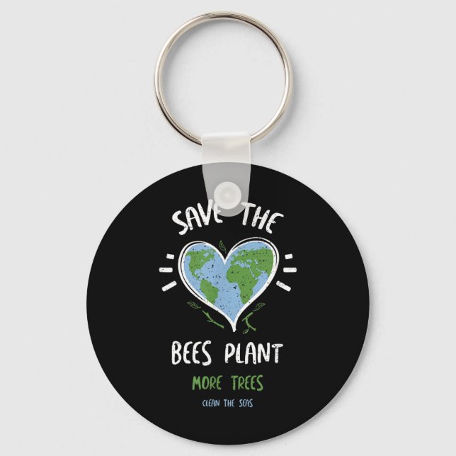 Environmental Protection_ Save The Bees Plant M... Key Ring (Front)