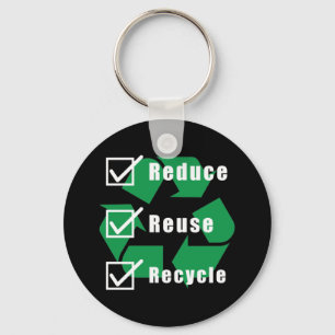Environmentalism Checklist Reduce Reuse Recycle Key Ring