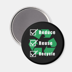 Environmentalism Checklist Reduce Reuse Recycle Magnet