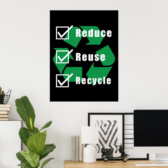 Environmentalism Checklist Reduce Reuse Recycle Poster (Home Office)