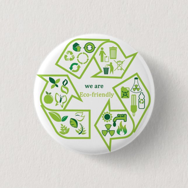 Environmentally eco-friendly green recycle button (Front)