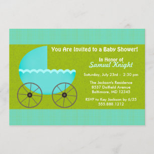 Envisager Blue Stroller Boy Baby Shower Invite