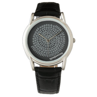 "Enyu Mandala" has a white pattern on black ground Watch