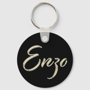 Enzo Name whitegold Button Schlüsselanhänger Key Ring