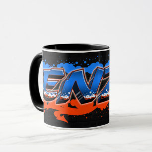 Enzo Vorname Name Graffiti blue orange Tasse Mug