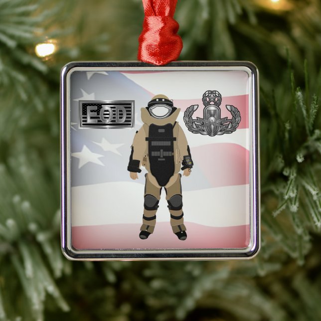 EOD Bomb Suit Metal Ornament (Tree)