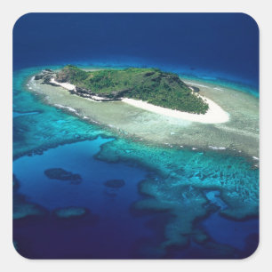 Eori Island, Mamanuca Islands, Fiji - aerial Square Sticker