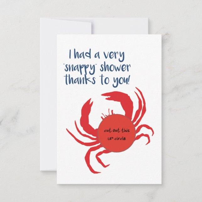 EOS Lip Balm Favour Card, Snappy Shower, Crab Thank You Card (Front)