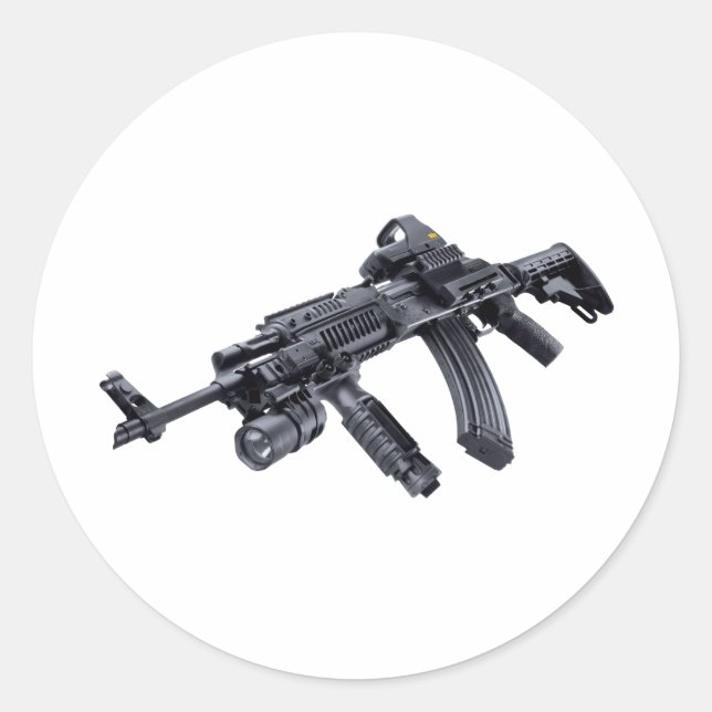 EOTech Sighted Tactical AK-47 Assault Rifle Sticke Classic Round Sticker (Front)