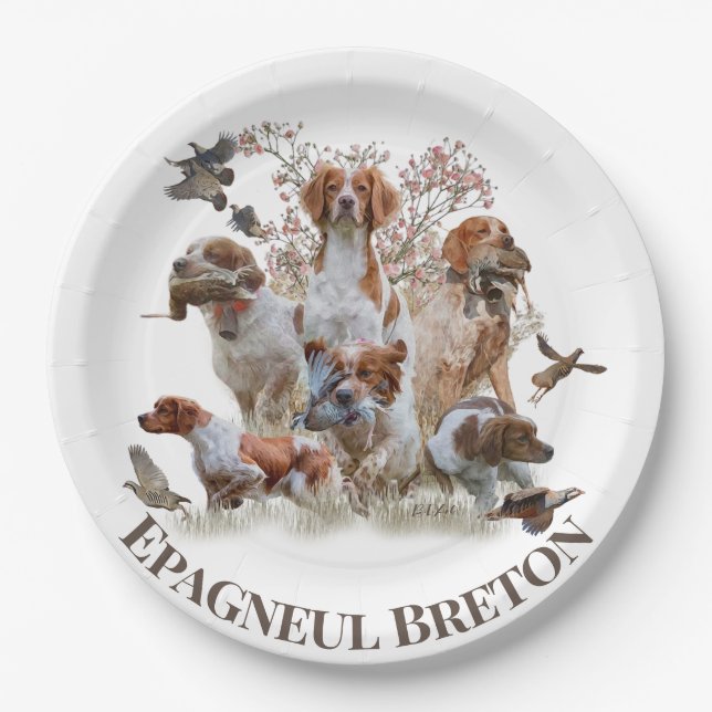 Epagneul Breton, Brittany Spaniel   Paper Plate (Front)