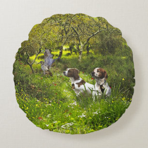 Epagneul Breton, Brittany Spaniel Round Cushion