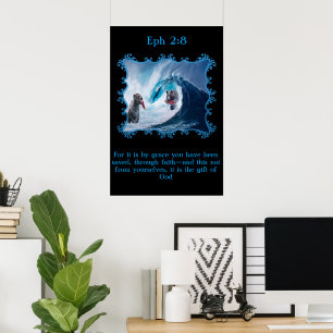Eph 2:8 Grizzly Bears in the ocean Poster