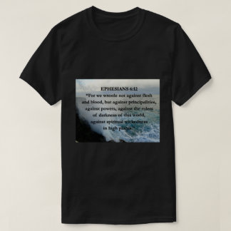 EPH 6:12 Flesh & Blood Bible Quote Water Scenery T-Shirt