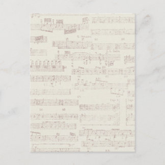 ephemera16 LIGHT GREY MUSIC BARS NOTES BACKGROUNDS Postcard