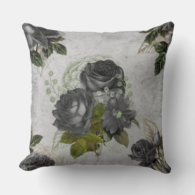 Ephemera Black & Green Cushion (Front)