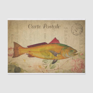 Ephemera Colourful Salmon Bass Fish Decoupage Tissue Paper