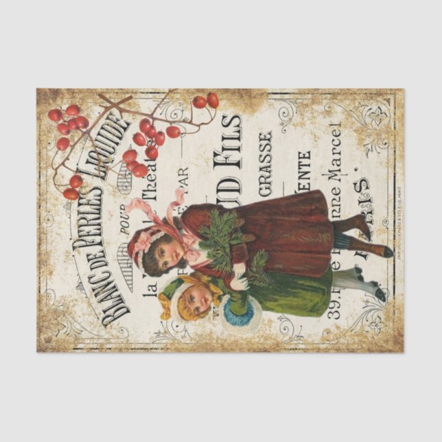 Ephemera Cute Kid French Theatre Poster Decoupage  Tissue Paper (Front)