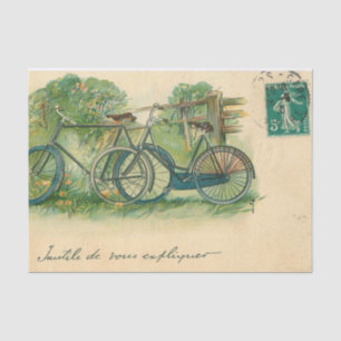 Ephemera French Postcard Bicycles Decoupage Tissue Paper