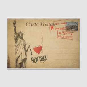 Ephemera French Postcard I Love New York Decoupage Tissue Paper