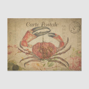 Ephemera French Postcard Tasmanian Crab Decoupage Tissue Paper