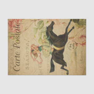 Ephemera French Postcard Woman Rider Decoupage Tissue Paper