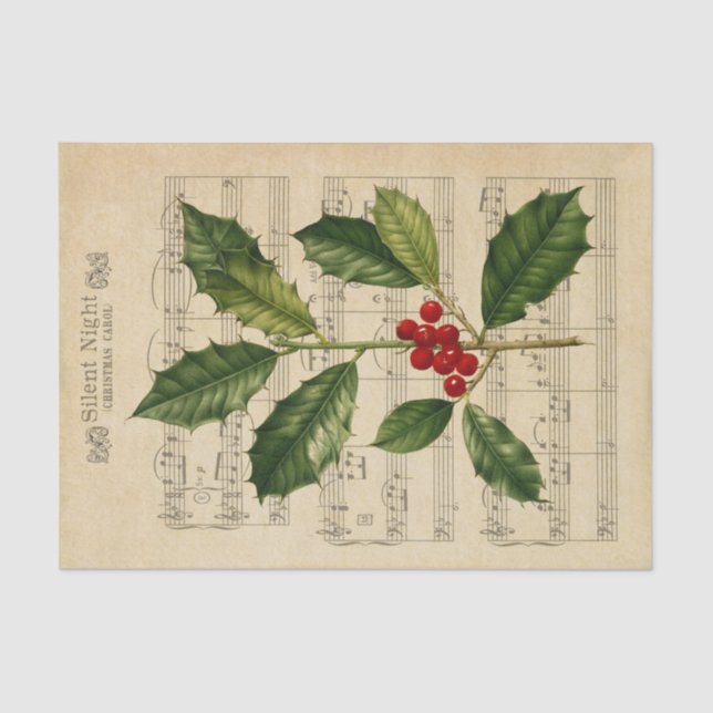 Ephemera Silent Night Christmas Carol Decoupage Tissue Paper (Front)