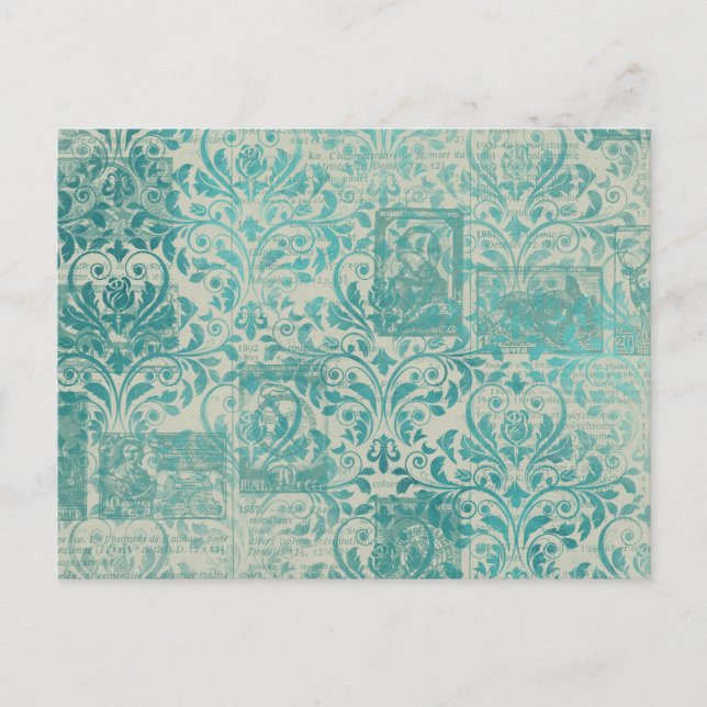 Ephemera Turquoise Paper Series Design 19 Postcard (Front)