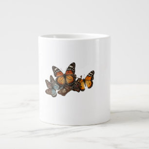 Ephemeral Beauty: Butterfly Tea Cups" Large Coffee Mug