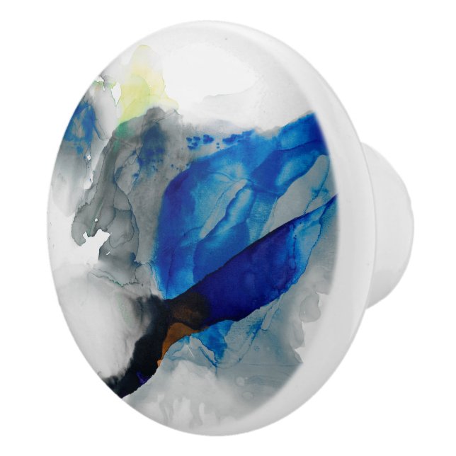 Ephemeral - Blue & Grey Ceramic Knob (Right)