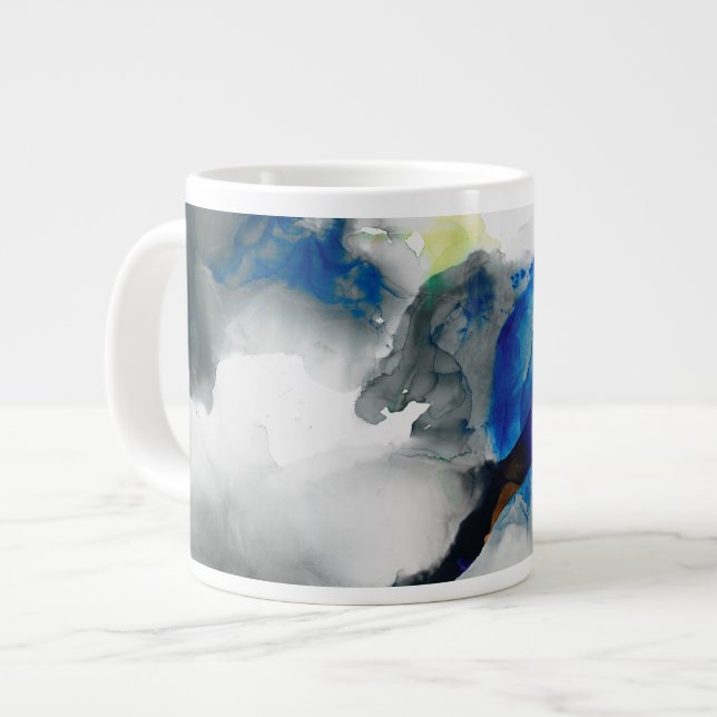 Ephemeral - Blue & Grey Large Coffee Mug (Front Left)