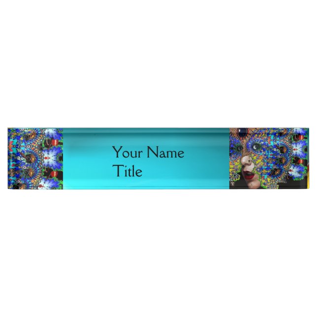 EPHEMERAL /COLORFUL FRACTAL MASK IN BLUE NAMEPLATE (Front)
