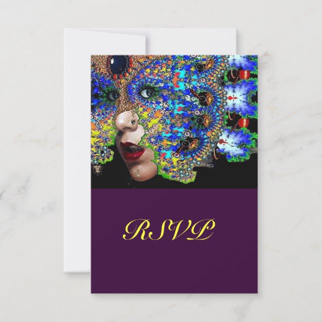 EPHEMERAL Mardi Gras  Masquerade Ball Rsvp Card (Front)